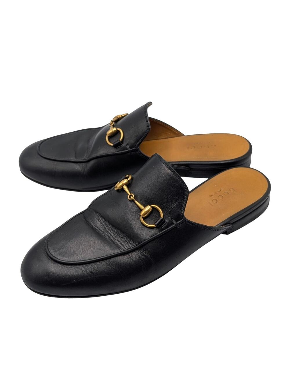 Gucci Black Leather Princetown Horsebit Mule Loafers Size 36.5